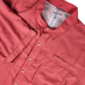 IZOD Surfcaster SS Button Up Shirt Mens XXL Salmon Pink Fishing Outdoor Wicking